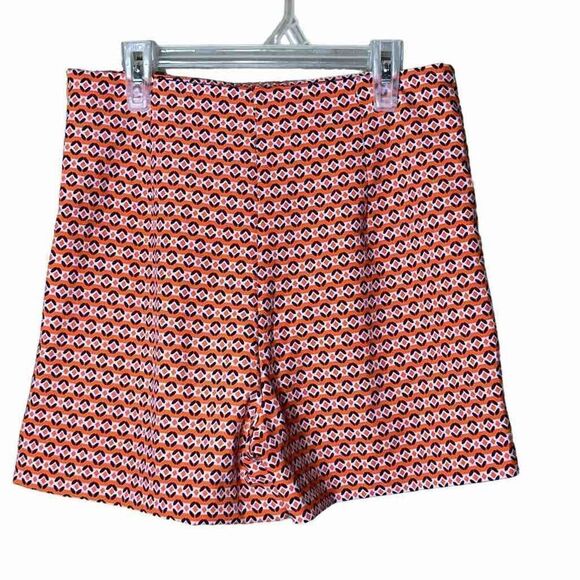Zara High Waisted Orange Multicolor Geometric pattern Shorts Size Small - Picture 1 of 7